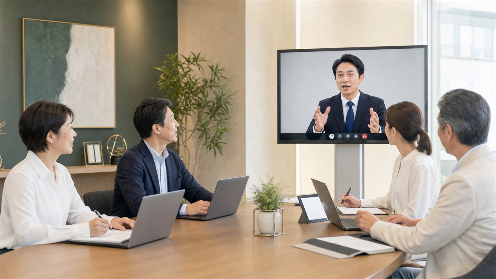 AI活用アドバイザーがオンラインで説明し、受講者がPCを操作しながら学ぶ企業研修の様子