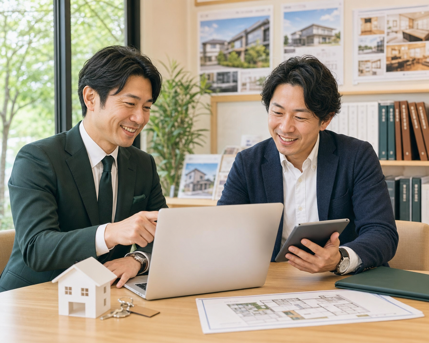 講師が不動産会社を訪問し、スタッフと打ち合わせをしている様子