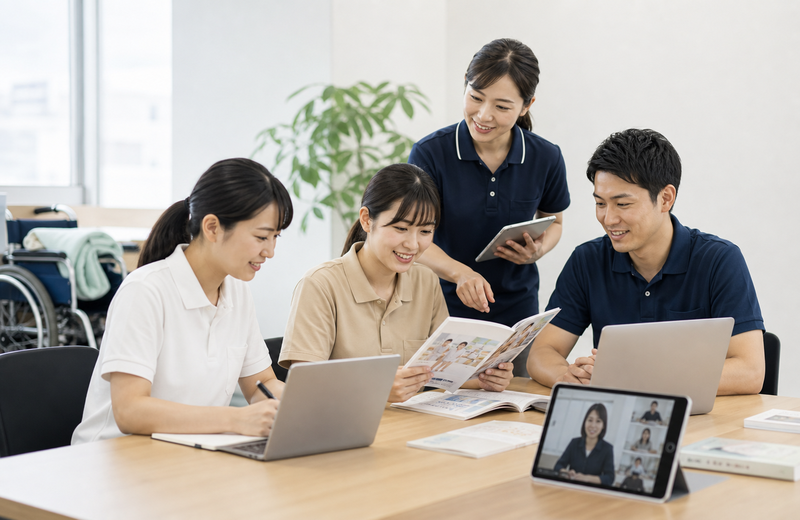 介護職員向け研修でオンライン学習を行う受講者のイメージ